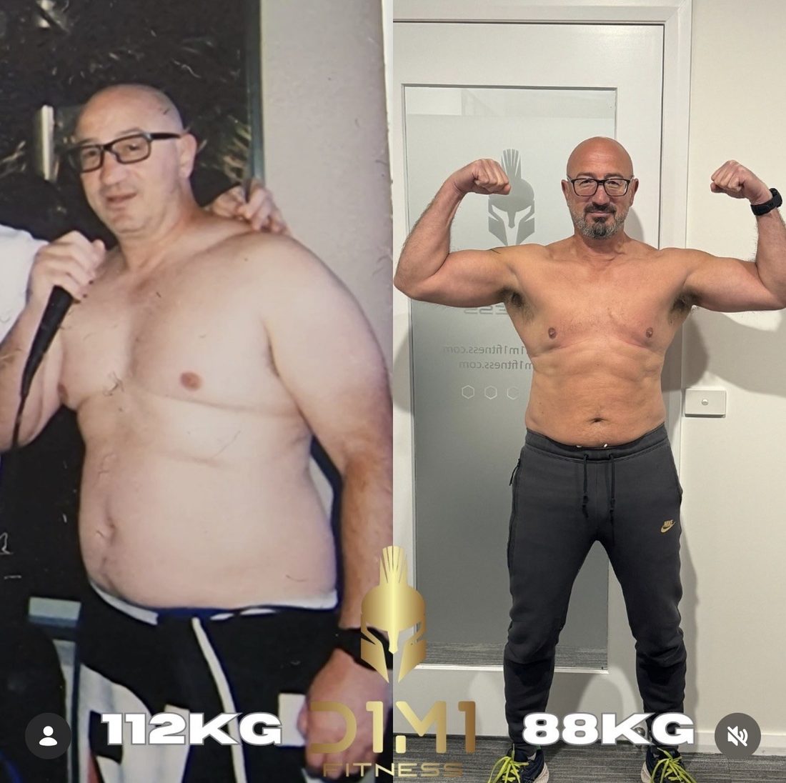 D1M1 Fitness client transformation 2, before and after