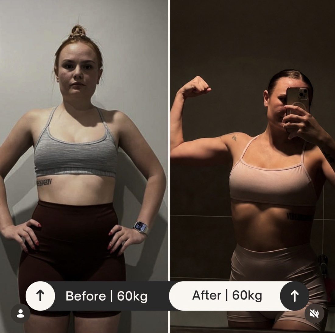 D1M1 Fitness client transformation 3, before and after