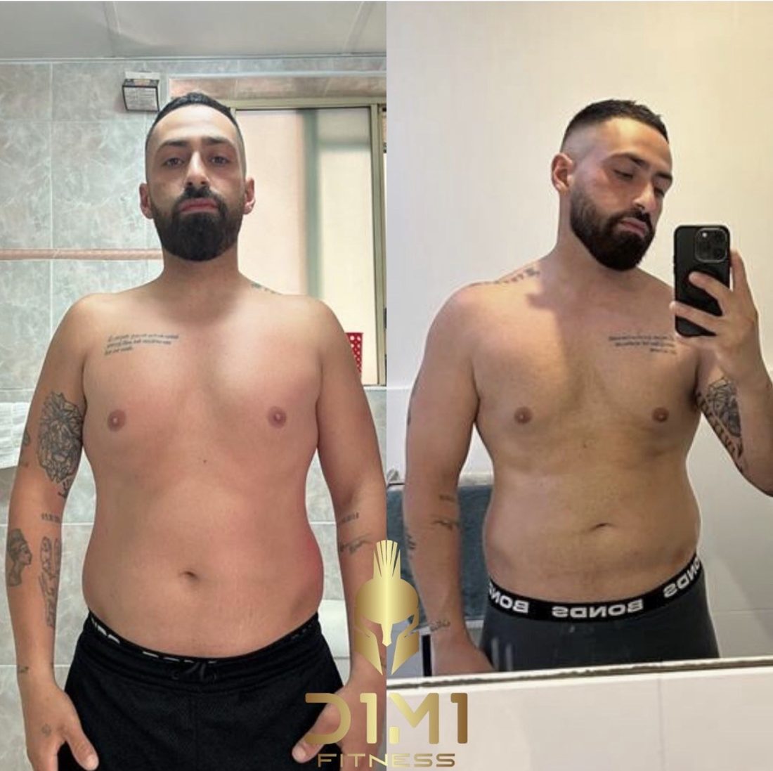 D1M1 Fitness client transformation 8, before and after