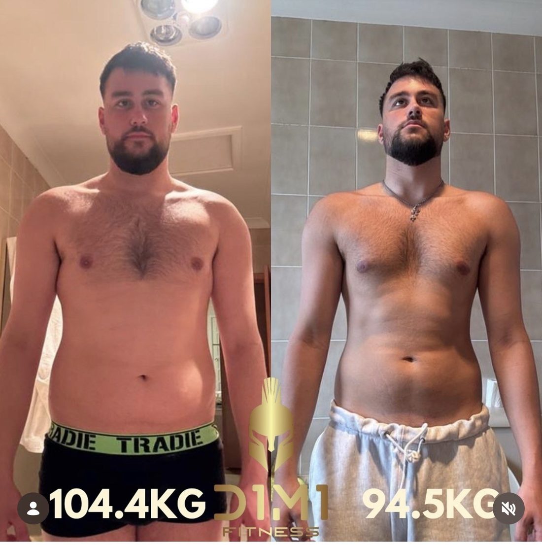 D1M1 Fitness client transformation 9, before and after