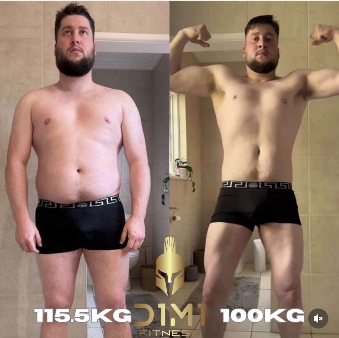 D1M1 Fitness client transformation 10, before and after