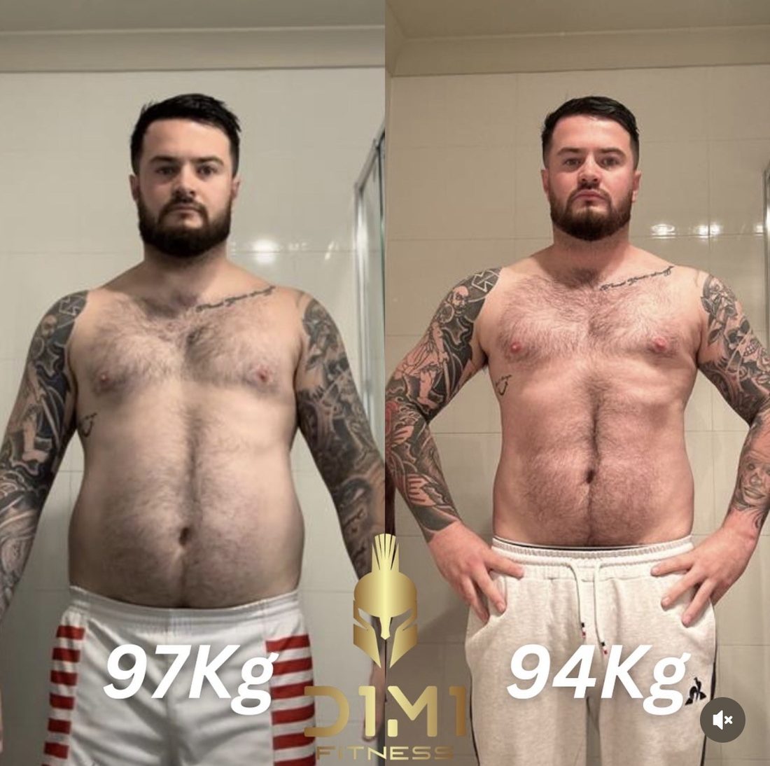 D1M1 Fitness client transformation 12, before and after