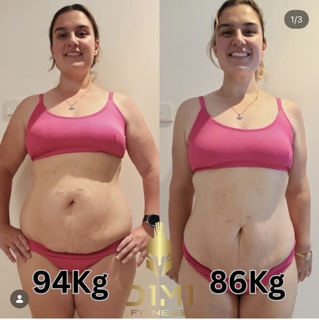 D1M1 Fitness client transformation 13, before and after