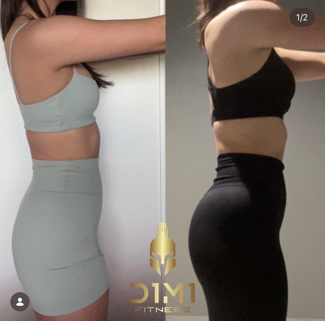 D1M1 Fitness client transformation 14, before and after