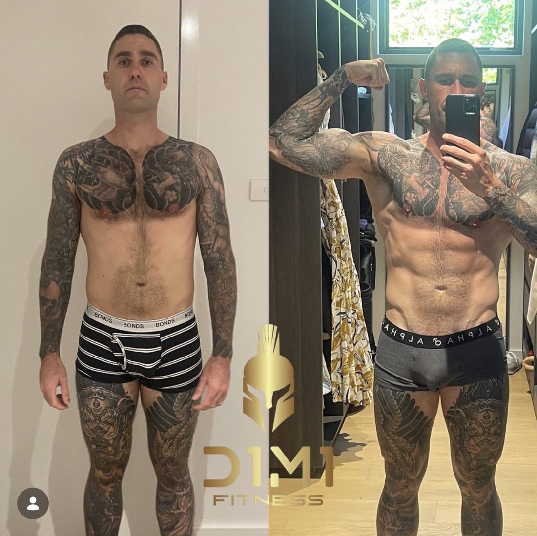 D1M1 Fitness client transformation 15, before and after